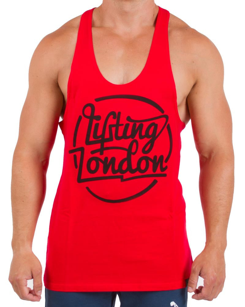 Banner Stamped Vest - Fire Red